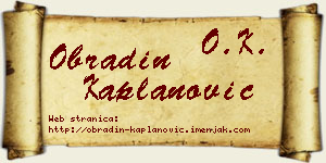 Obradin Kaplanović vizit kartica